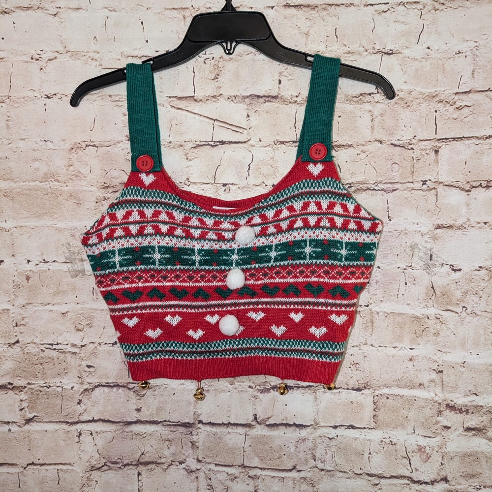 ♥️Love On A Hanger Christmas sweater Crop Tank Large NWTUgly Christmas sweater